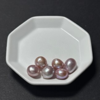 天然淡水珍珠配件｜通孔 特色粉紫大米粒無核珍珠 9mm 1粒｜串珠材料