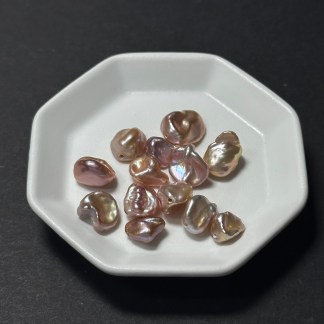 天然淡水珍珠配件｜通孔 乾燥玫瑰粉紫碎銀子珠 8mm 1粒｜串珠材料