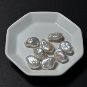 天然淡水珍珠配件|通孔 炫彩極光白大花瓣珍珠 12mm 1粒|串珠材料