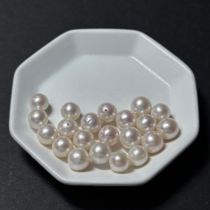天然淡水珍珠配件|通孔 近圓大顆粒亮白珍珠 7mm 1粒|串珠材料