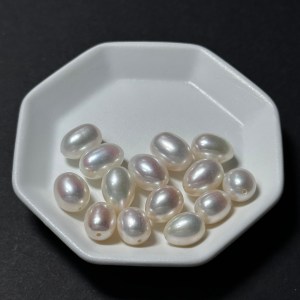 天然淡水珍珠配件|通孔 極光白色水滴米珠 9mm 1粒|串珠材料