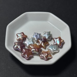 天然淡水珍珠配件|無孔 炫彩紫星星珍珠 13mm 1粒|串珠材料