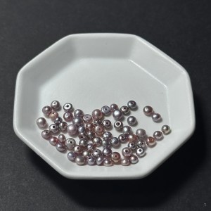 天然淡水珍珠配件|半孔 極光金屬深紫饅頭珠 4mm 1粒|串珠材料