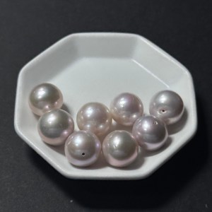 天然淡水珍珠配件|半孔 白玫瑰色圓珠 12mm 1粒|串珠材料
