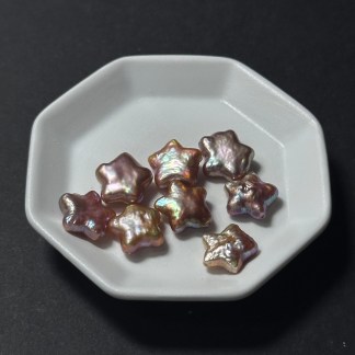 天然淡水珍珠配件|半孔 炫彩紫星星珍珠 8mm 1粒|串珠材料
