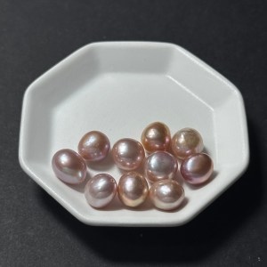 天然淡水珍珠配件|半孔 玫粉多彩大米珠 8mm 1粒|串珠材料