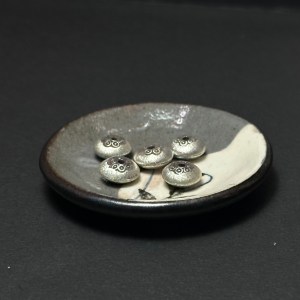 泰國清邁手工銀配件｜扁圓花紋通孔珠 1入｜串珠材料