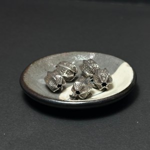 泰國清邁手工銀配件｜筒狀花紋通孔珠 1入｜串珠材料