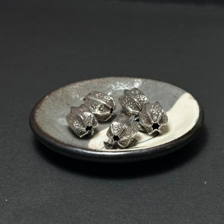 泰國清邁手工銀配件｜筒狀花紋通孔珠 1入｜串珠材料