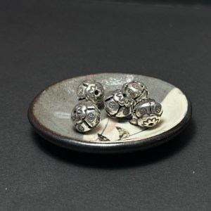 泰國清邁手工銀配件｜雕花柿子通孔珠 1入｜串珠材料