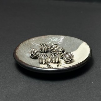 泰國清邁手工銀配件｜瓜紋圓型通孔珠 1入｜串珠材料