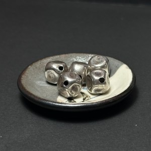 泰國清邁手工銀配件｜幾何切割通孔珠 1入｜串珠材料