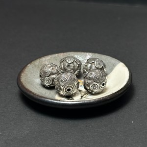 泰國清邁手工銀配件｜瓜型上下花瓣通孔珠 1入｜串珠材料