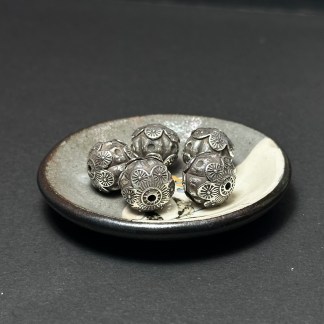 泰國清邁手工銀配件｜瓜型上下花瓣通孔珠 1入｜串珠材料