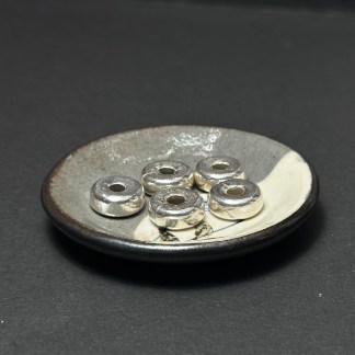 泰國清邁手工銀配件｜扁圓柱通孔珠 1入｜串珠材料