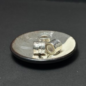 泰國清邁手工銀配件｜柱型捶打紋通孔珠 1入｜串珠材料