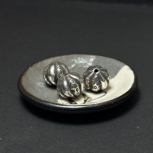 泰國清邁手工銀配件｜瓜型圈紋通孔珠 1入｜串珠材料