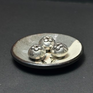 泰國清邁手工銀配件｜大柿子型通孔珠 1入｜串珠材料