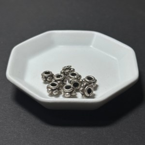 泰國清邁手工銀配件｜五個圓形環繞通孔珠 1入｜串珠材料