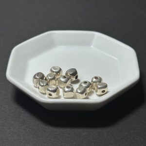 泰國清邁手工銀配件｜方形圓角通孔珠 1入｜串珠材料