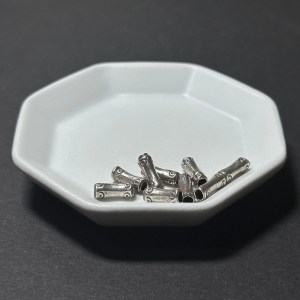 泰國清邁手工銀配件｜竹節形圓圈雕花通孔珠 1入｜串珠材料