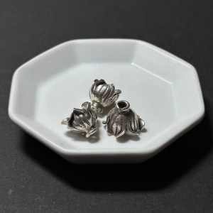 泰國清邁手工銀配件｜立體花形通孔珠 1入｜串珠材料