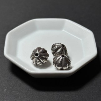 泰國清邁手工銀配件｜飛碟形線紋通孔珠 1入｜串珠材料