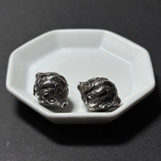 泰國清邁手工銀配件｜上下六瓣花裝飾通孔珠 1入｜串珠材料