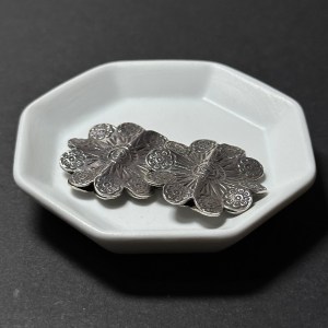 泰國清邁手工銀配件｜片狀花形雕花通孔珠 1入｜串珠材料