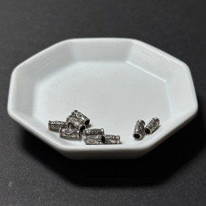 泰國清邁手工銀配件｜桶狀葉子雕花通孔珠 1入｜串珠材料