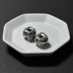 泰國清邁手工銀配件｜方塊凹凸螺紋通孔珠 1入｜串珠材料