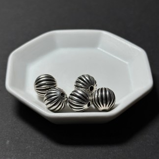 泰國清邁手工銀配件｜圓形線雕通孔珠小 1入｜串珠材料