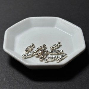 泰國清邁手工銀配件｜兩頭圓球長方通孔珠 1入｜串珠材料