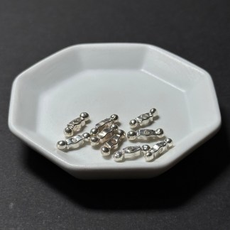 泰國清邁手工銀配件｜兩頭圓球長方通孔珠 1入｜串珠材料