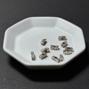 泰國清邁手工銀配件｜圓形雕花長方通孔珠 1入｜串珠材料