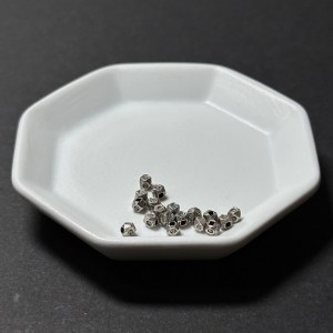 泰國清邁手工銀配件｜十四面體雕花通孔珠 1入｜串珠材料