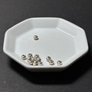 泰國清邁手工銀配件｜啞光圓扁通孔珠 1入｜串珠材料