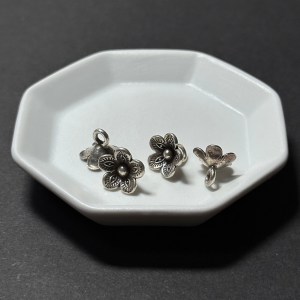 泰國清邁手工銀配件｜五瓣花吊飾大 1入｜串珠材料